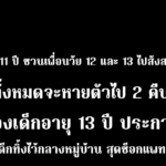 เด็กหญิงอายุ 11 ปี ชวนเพื่อนวัย 12 และ 13 ไปสังสรรค์บ้านแฟน ก่อนที่ทั้งหมดจะหายตัวไป 2 คืน 3 วัน ผู้ปกครองเด็กอายุ 13 ปี ประกาศตามหา จนมีคนมาส่งเด็กทิ้งไว้กลางหมู่บ้าน สุดช็อกแพทย์แจ้งผลตรวจ